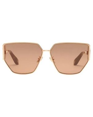 Roberto Cavalli Accessoires ,Geel ,Wide Shape Metalen Slagtanden Zonnebril - Roze