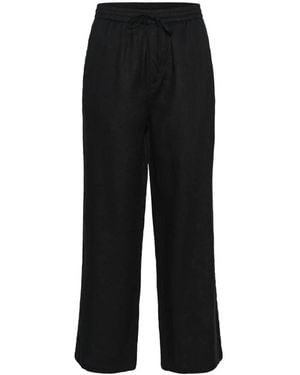 Cream Wide Trousers - Black