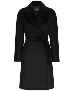 Max Mara Jassen ,Zwart ,Wol Midi Wrap Coat