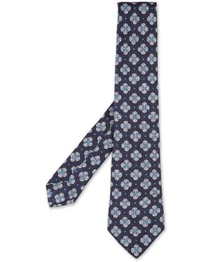 Kiton Blauer seidenkrawatte mit geometrischem muster