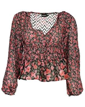 Desigual Overhemden ,Veelkleurig ,Polyester Bloesemprint Blouse Met Lange Mouwen - Paars