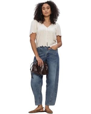 Object Objsanne 2/4 Lo V-Neck Top - Blau