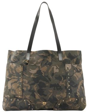 Pinko Tassen ,Groen ,Suède Tote Suede Print - Zwart