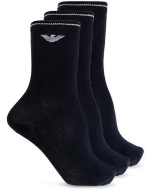 Emporio Armani Driepack Met Logo Sokken - Blauw