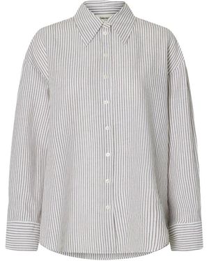 SELECTED Cleo Oversize Leinenmischhemd - Grau