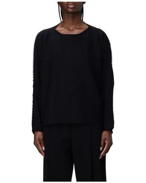 Issey Miyake Weißer Strickpullover - Schwarz