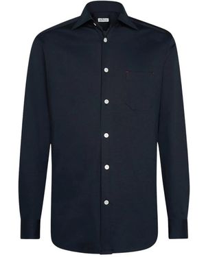 Kiton Overhemden ,Zwart ,Katoen Nerano Hemd Van Puur Katoen - Blauw