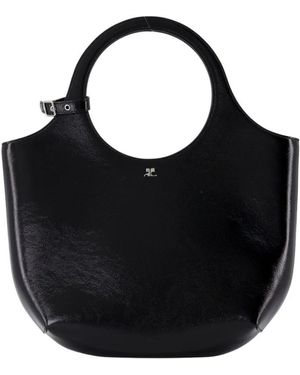 Courreges Zwarte Leren Tas Met Schouderbanden