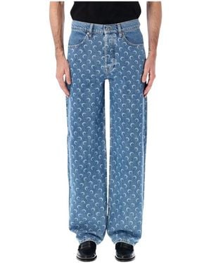 Marine Serre Straight Jeans - Azul
