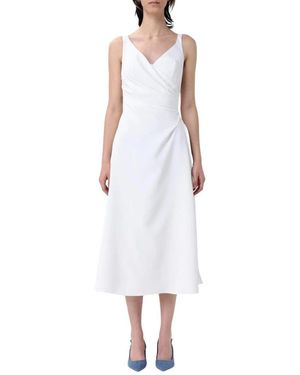 Ermanno Scervino Rotes V-Ausschnitt Midi Kleid - Weiß