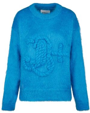 Jil Sander Blauer Grobstrickpullover