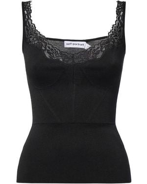 Self-Portrait Sleeveless Tops - Black