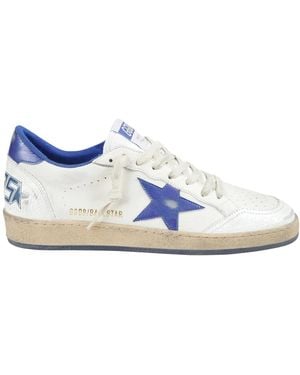 Golden Goose Weiße Ledersneaker Mit Blauem Stern