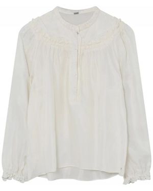 GUSTAV Elegante Weiße Bluse Mit Stehkragen