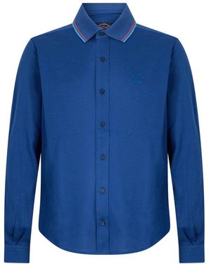 Paul & Shark Overhemden ,Blauw ,Katoen Lange Mouwen Polo