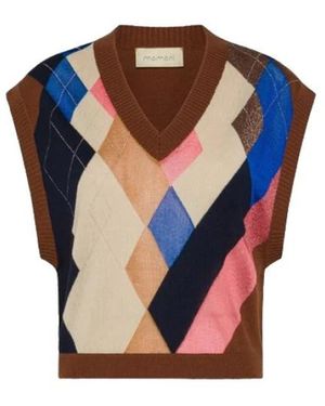 Momoní Truien & Vesten ,Veelkleurig ,Wol Hollyhock Gilet - Blauw