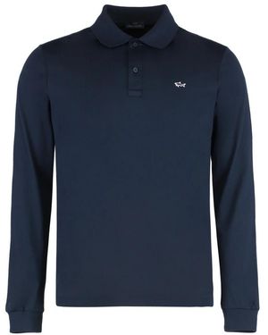 Paul & Shark Tops ,Blauw ,Katoen Lange Mouw Katoenen Piqué Polo