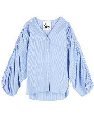 8pm Gestreiftes Langarmshirt Mit V-Ausschnitt - Blau