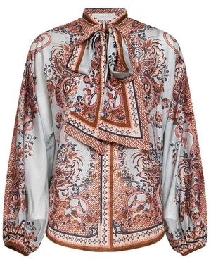Zimmermann Overhemden ,Veelkleurig ,Aster Tie Neck Blouse - Roze