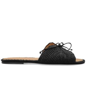 Odissi Schoenen ,Zwart ,Leer Slippers Met Decoratieve Strik