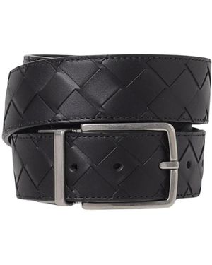 Bottega Veneta Luxe Geweven Leren Riem - Zwart