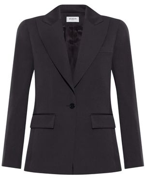 Balmain Jassen ,Grijs ,Wol Wolblazer Met Enkele Split - Blauw