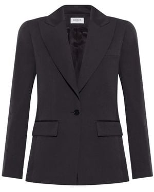 Balmain Wollblazer Mit Einzelschlitz - Blau