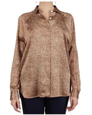 Kiton Geometric Silk Shirt - Bruin
