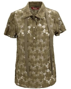 Max Mara Overhemden ,Groen ,Katoen T-Shirts En Poloshirts