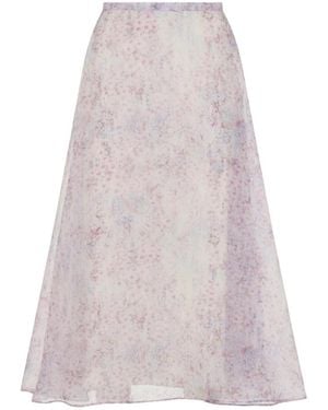 Alberta Ferretti Printed Organza Midi Skirt - Grijs
