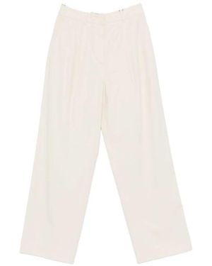 DUNST Broeken ,Katoen Double Pleated Chino Slacks - Wit
