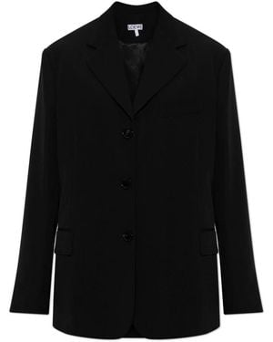 Loewe Jassen ,Zwart ,Wol Wolblazer Met Open Revers