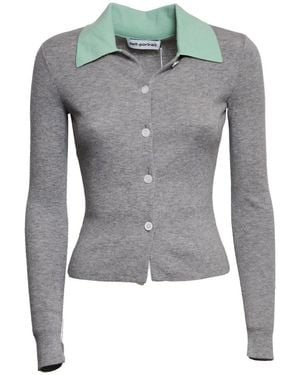 Self-Portrait Grijze Merinowol Vest Sweater - Grijs