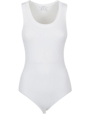 Alaïa Tops ,Wit ,Polyester Mouwloze Ribgebreide Bodysuit