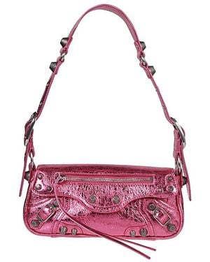 Balenciaga Lambskin Studded Shoulder Bag - Pink