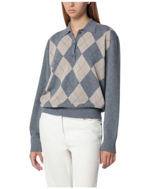Rohe Argyle Mouline Polo - Blau
