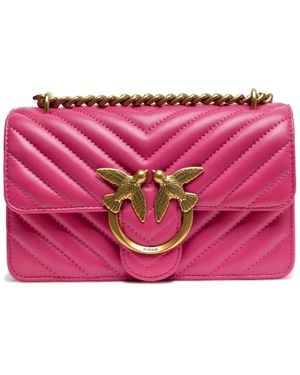 Pinko Love Birds Gesteppte Leder Umhängetasche - Pink