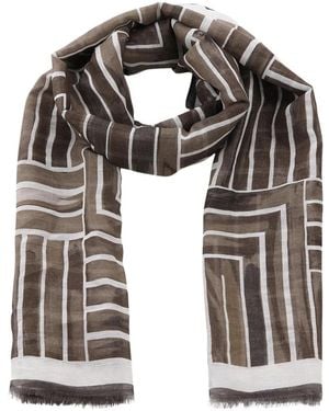 Altea Accessoires ,Bruin ,Linnen Klassieke Sjaal Met Patroon