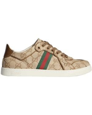 Gucci Gg Supreme Web-Streifen Sneaker - Braun