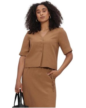 Object Overhemden ,Bruin ,Nylon Mathilda 2/4 Lo Blazer