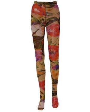 Dolce & Gabbana Floraler Print Netzstrumpfhose - Rot