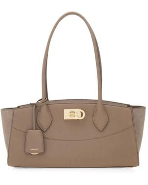 Ferragamo Soft Bag Studio East West - Braun