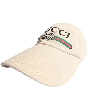 Gucci Accessoires ,Katoen Devon Palma Hoed - Naturel