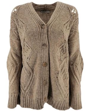 D.exterior Braune strickjacke mit öffnungen