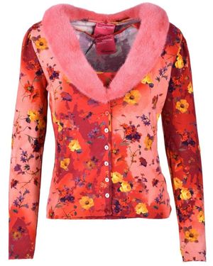 Blumarine Elegantes Twinset Mit Pelzsohle - Rot