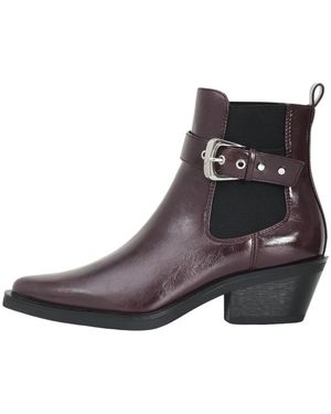 ONLY Schoenen ,Paars ,Leer Bordeaux Chelsea Laarzen - Bruin