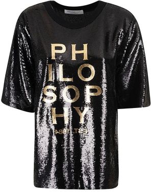 Philosophy Di Lorenzo Serafini Logo Print Sequin T-Shirt - Black