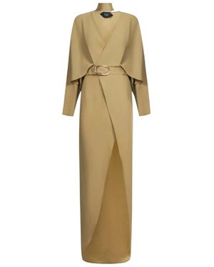 Taller Marmo Kleedjes ,Cassandra Maxi Jurk Met Riem - Naturel