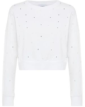 Alpha Studio Langarm Cropped Top Mit Glitzer - Weiß