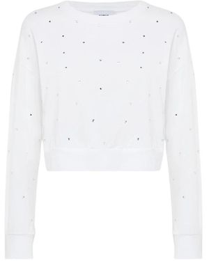 Alpha Studio Langarm Cropped Top Mit Glitzer - Weiß
